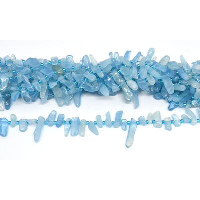 Aquamarine raw tooth top drill nugget strand
