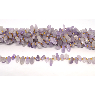 Lavender Amethyst raw tooth top drill nugget strand