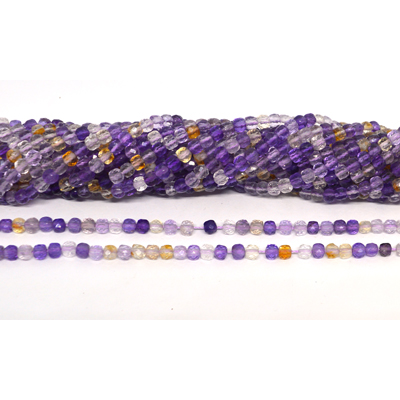 Ametrine Faceted Cube 4mm strand 90 beads
