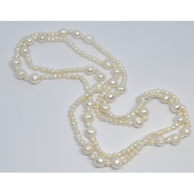Freshwater Pearl Necklace Potato Mix 4+9mm knotted 110cm