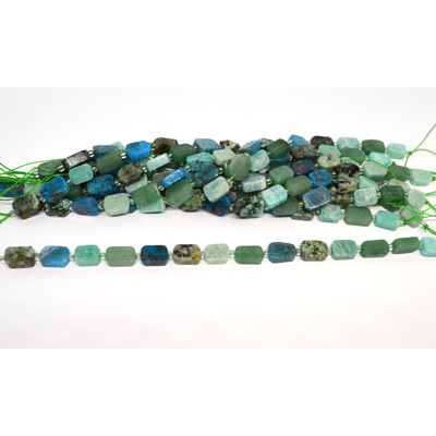 Multi Stone 10x12mm flat rectangle strand 19cm 13 beads