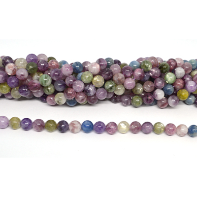 Rainbow Lepidolite polished round 8mm strand 44 beads