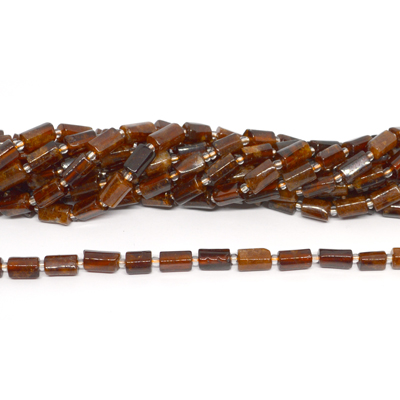 Hessonite Garnet faceted tube 8x11mm strand 30beads