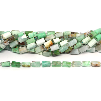 Chrysophase faceted tube 8x11mm strand 30beads