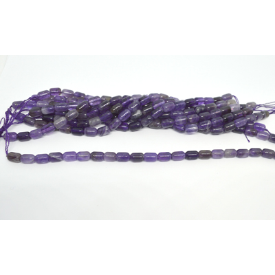 Amethyst polished barrel 6x9mm strand 19cm strand 20 beads