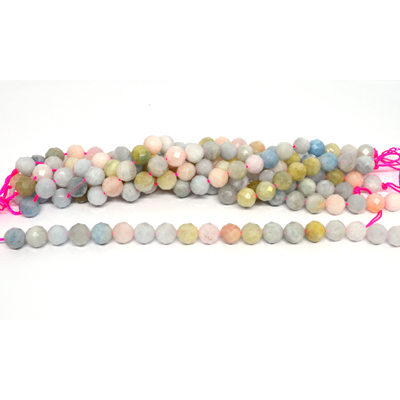 Beryl Faceted Round 10mm 19cm strand 20 beads