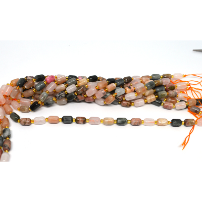 multi stone pink barrel 6x9mm strand 17 beads