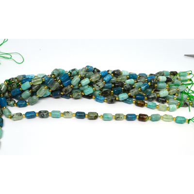multi stone Green barrel 6x9mm strand 17 beads