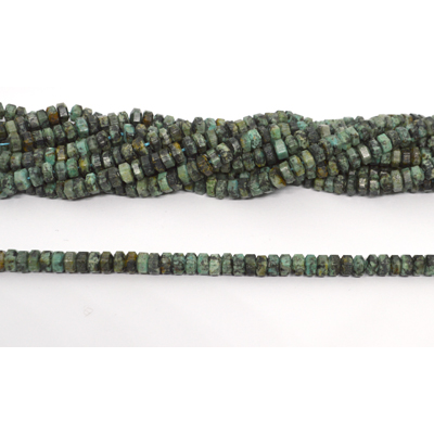 African Turquoise Faceted 6 sided Rondel 6x3mm strand 104 beads
