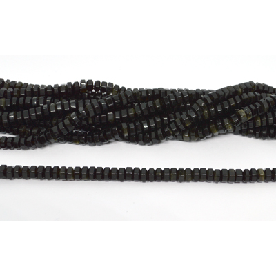 Obsidian Faceted 6 sided Rondel 6x3mm strand 114 beads
