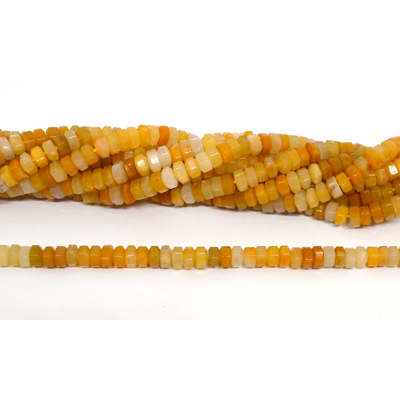 Yellow Jade Faceted 6 sided Rondel 6x3mm strand 108 beads