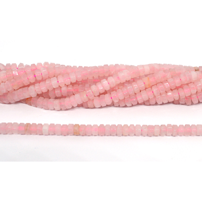 Rose Quartz Faceted 6 sided Rondel 6x3mm strand 110 beads