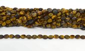 Tiger Eye polished flat oval 8x6mm strand 46 beads-beads incl pearls-Beadthemup