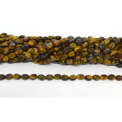 Tiger Eye polished flat oval 8x6mm strand 46 beads