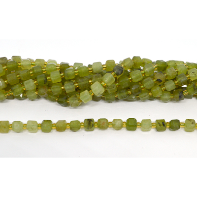 Prehnite faceted cube 6mm strand 46 beads