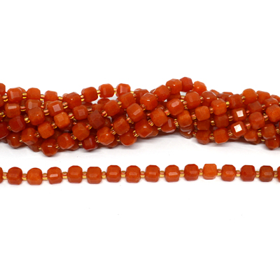 Red Aventurine faceted cube bar 8mm strand 40 beads