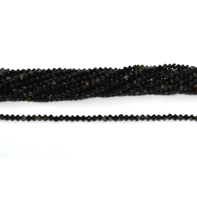 Black Agate faceted diamond 3mm strand 130 beads