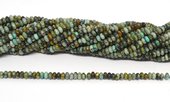 African Turquoise polished rondel 2x4mm strand 158 beads-beads incl pearls-Beadthemup
