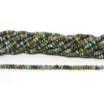 African Turquoise polished rondel 2x4mm strand 158 beads