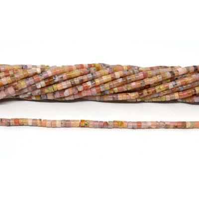 Pink Opal Polished tube 3x2mm strand 192 beads