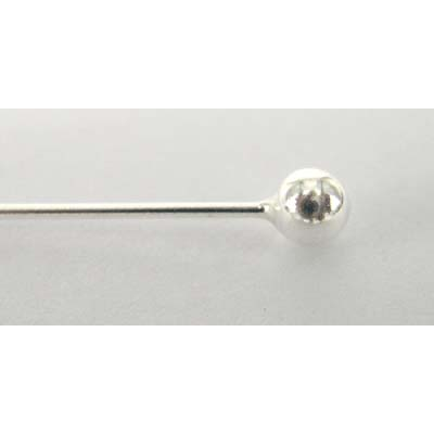 Sterling Silver Headpin 3mm ball 0.6x50mm 10 pack
