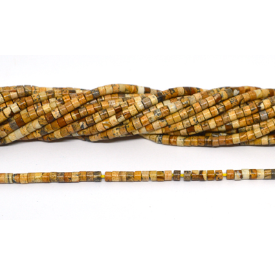 Picture Jasper Polished tube 3x2mm strand 150 beads