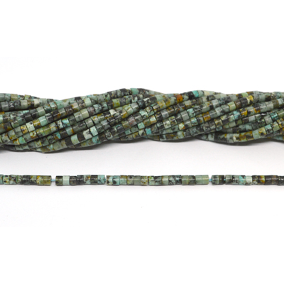 African Turquoise Polished tube 3x2mm strand 160 beads