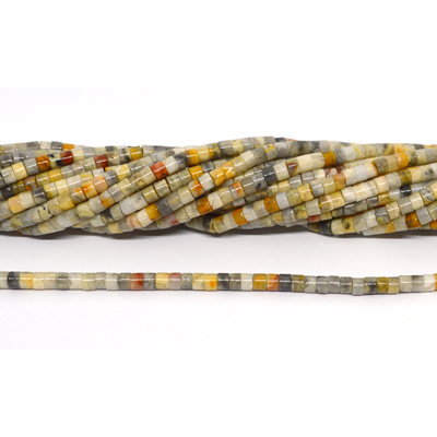 Crazy Agate Polished tube 3x2mm strand 152 beads