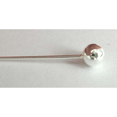 Sterling Silver Headpin 4mm ball 0.6x50mm 10 pack
