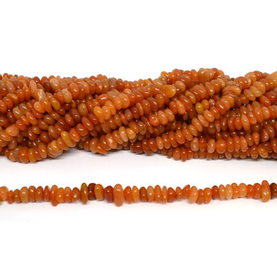 Red Aventurine Chip approx 10x2mm strand 110 beads