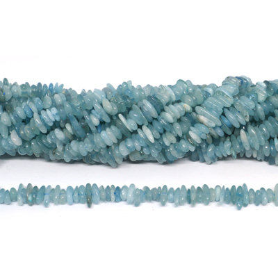 Aquamarine Chip approx 10x2mm strand 150 beads