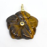Tiger Eye Carved flower 30mm pendant with bail-beads incl pearls-Beadthemup