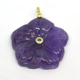 Amethyst Carved flower 30mm pendant with bail-beads incl pearls-Beadthemup