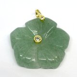 Green Aventurine Carved flower 30mm pendant with bail-beads incl pearls-Beadthemup