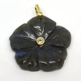 Labradorite Carved flower 30mm pendant with bail-beads incl pearls-Beadthemup