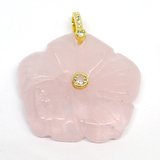 Rose Quartz Carved flower 30mm pendant with bail-beads incl pearls-Beadthemup