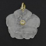 Clear quartz Carved flower 30mm pendant with bail-beads incl pearls-Beadthemup