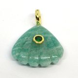 Amazonite Carved fan 22x20mm pendant plus ring bail-beads incl pearls-Beadthemup