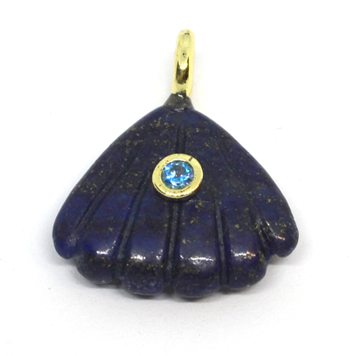 Lapis Lazuli Carved fan 22x20mm pendant plus ring bail