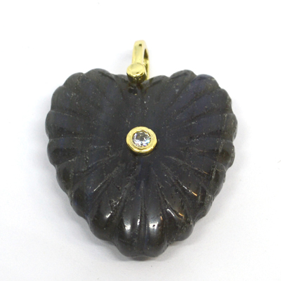Labradorite Carved Heart 30mm pendant plus bail