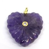 Amethyst Carved Heart 30mm pendant plus bail-beads incl pearls-Beadthemup