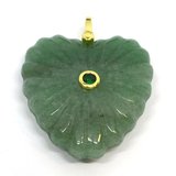 Green Aventurine Carved Heart 30mm pendant plus bail-beads incl pearls-Beadthemup