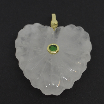 Clear Quartz Carved Heart 30mm pendant plus bail