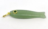 Green Aventurine Carved Fish 43mm pendant plus bail-beads incl pearls-Beadthemup