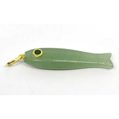 Green Aventurine Carved Fish 43mm pendant plus bail