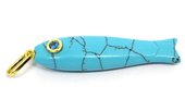Faux Turquoise Carved Fish 43mm pendant plus bail-beads incl pearls-Beadthemup