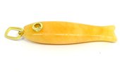 Yellow Jade Carved Fish 43mm pendant plus bail-beads incl pearls-Beadthemup