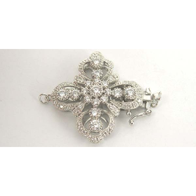 Sterling Silver Clasp 30mm CZ add drop to side