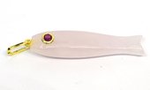 Rose Quartz Carved Fish 43mm pendant plus bail-beads incl pearls-Beadthemup