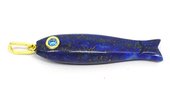 Lapis Lazuli Carved Fish 43mm pendant plus bail-beads incl pearls-Beadthemup